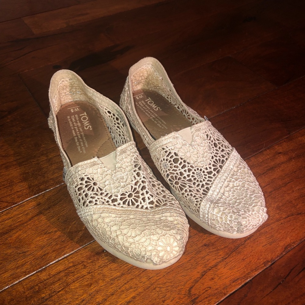 TOMS Natural Moroccan Crochet Alpargata Flat